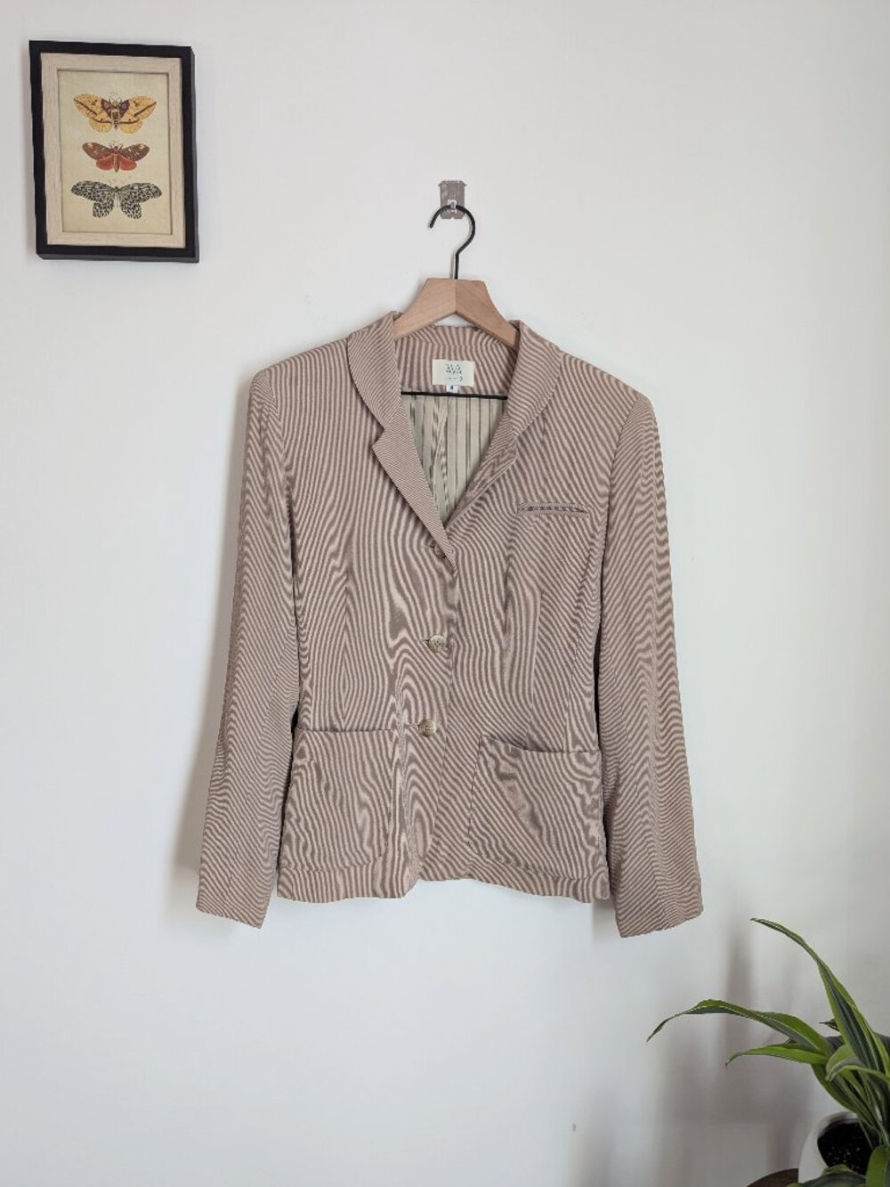 Vintage Ava Pinstriped Blazer Beige Women's Size 8